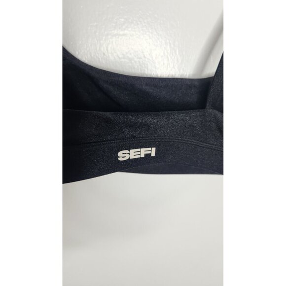 SEFI Sports Bra Womens Extra Small Black Athletic Crop Top Strappy Yoga Gym XS - Picture 2 of 5